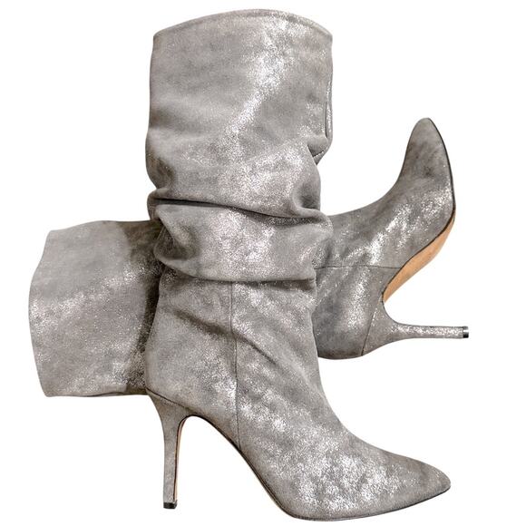 TORAL Knee High Slouch High Heel Boot in Metallic Silver Sz. 41 IT / 11 US - Picture 5 of 16